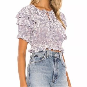 FREE PEOPLE Velveteen Dreams silver/lilac blouse